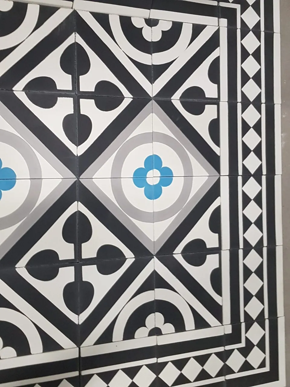 Black, white and blue