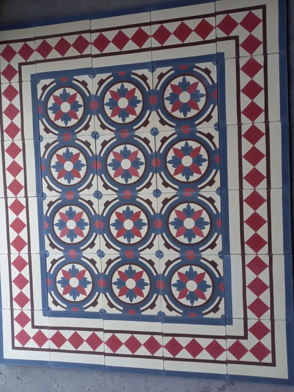 Red and blue floral frame